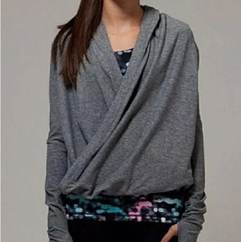 Ivivva Girl Fours A Charm Wrap Sweater Heather Space Gray